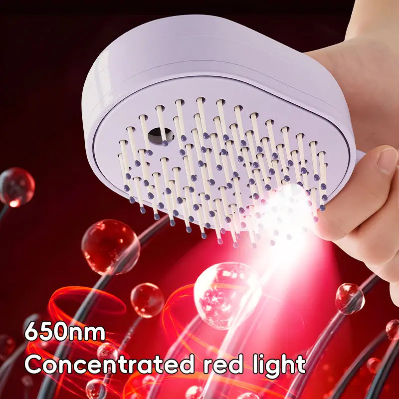 Rechargeable Steam Hair Brush with Water Mist, Anti-Static Detangling Brush for Women, Smooths Frizz & Nourishes Hair, Air Cushion Styling Comb, Purple-Onion-9002