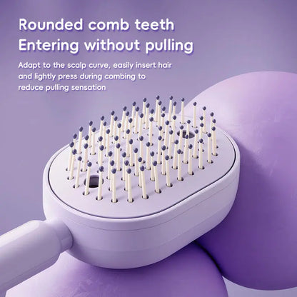 Rechargeable Steam Hair Brush with Water Mist, Anti-Static Detangling Brush for Women, Smooths Frizz & Nourishes Hair, Air Cushion Styling Comb, Purple-Onion-9002