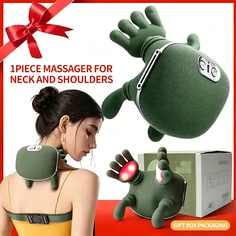 Portable Handheld Electric Massager - Neck Shoulder Relaxer, Acupressure Tool, Kneading Function for Deep Tissue Relief on Trapezius, Back, USB Rechargeable, Unisex Relaxation Fitness Gift (Sports & Outdoor), Heating Mode, Usb Charge