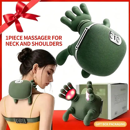 Portable Handheld Electric Massager - Neck Shoulder Relaxer, Acupressure Tool, Kneading Function for Deep Tissue Relief on Trapezius, Back, USB Rechargeable, Unisex Relaxation Fitness Gift (Sports & Outdoor), Heating Mode, Usb Charge