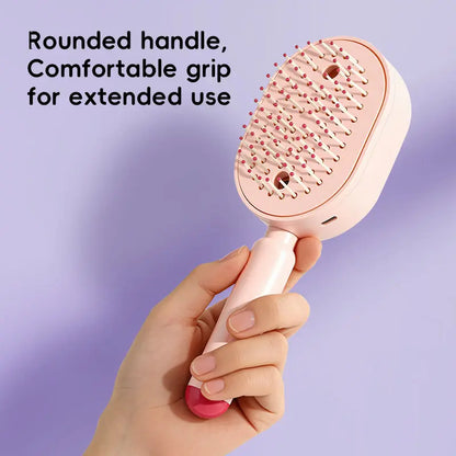 Rechargeable Steam Hair Brush with Water Mist, Anti-Static Detangling Brush for Women, Smooths Frizz & Nourishes Hair, Air Cushion Styling Comb, Purple-Onion-9002