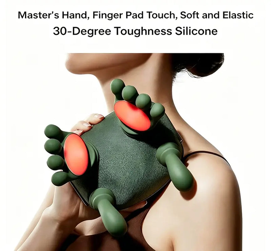 Portable Handheld Electric Massager - Neck Shoulder Relaxer, Acupressure Tool, Kneading Function for Deep Tissue Relief on Trapezius, Back, USB Rechargeable, Unisex Relaxation Fitness Gift (Sports & Outdoor), Heating Mode, Usb Charge