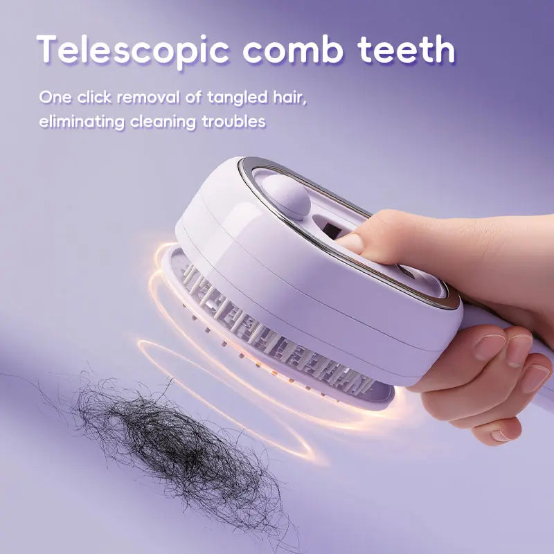 Rechargeable Steam Hair Brush with Water Mist, Anti-Static Detangling Brush for Women, Smooths Frizz & Nourishes Hair, Air Cushion Styling Comb, Purple-Onion-9002