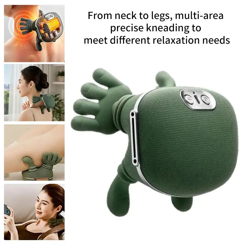 Portable Handheld Electric Massager - Neck Shoulder Relaxer, Acupressure Tool, Kneading Function for Deep Tissue Relief on Trapezius, Back, USB Rechargeable, Unisex Relaxation Fitness Gift (Sports & Outdoor), Heating Mode, Usb Charge