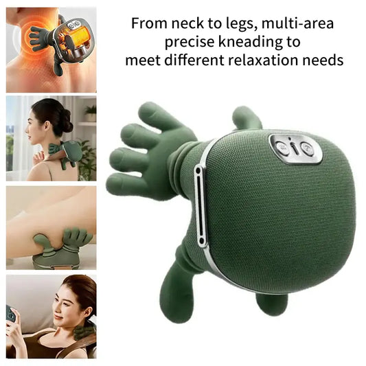 Portable Handheld Electric Massager - Neck Shoulder Relaxer, Acupressure Tool, Kneading Function for Deep Tissue Relief on Trapezius, Back, USB Rechargeable, Unisex Relaxation Fitness Gift (Sports & Outdoor), Heating Mode, Usb Charge